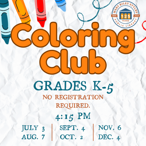 coloring club. grades k-5