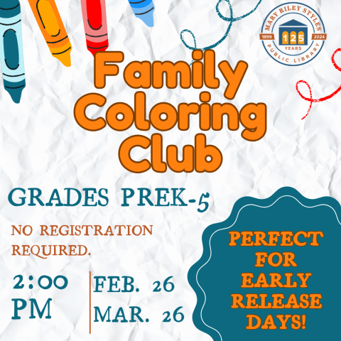 coloring club. grades prek-5