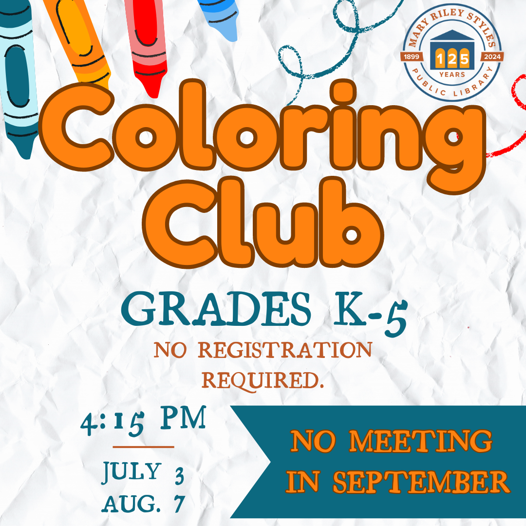 coloring club. grades k-5